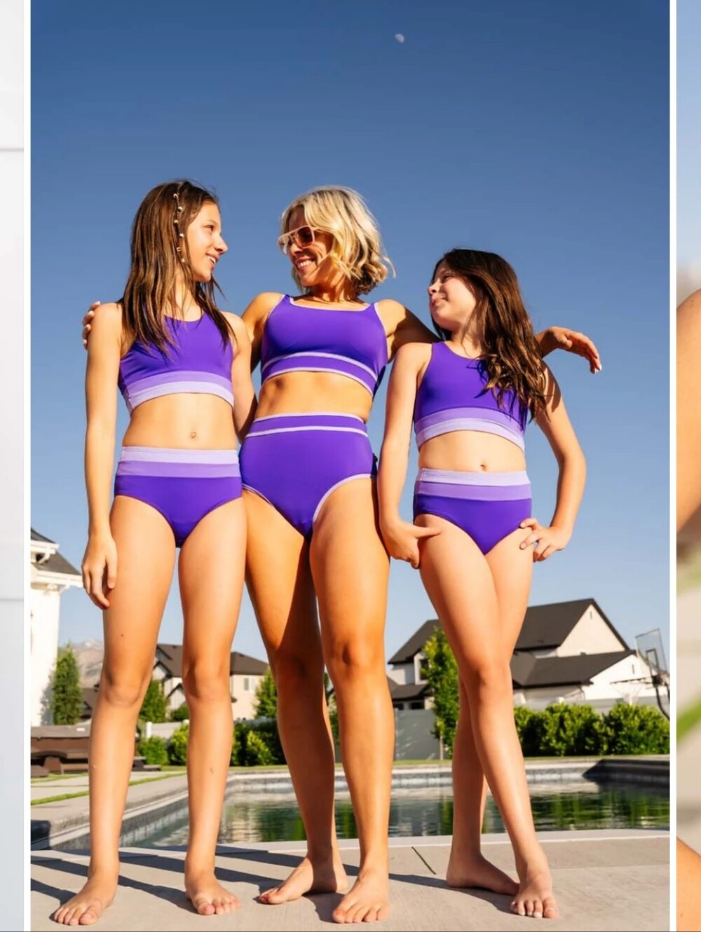 KIAVA Mommy And Me Matching Purple Ombré Two-Piece One-Piece Swim Set